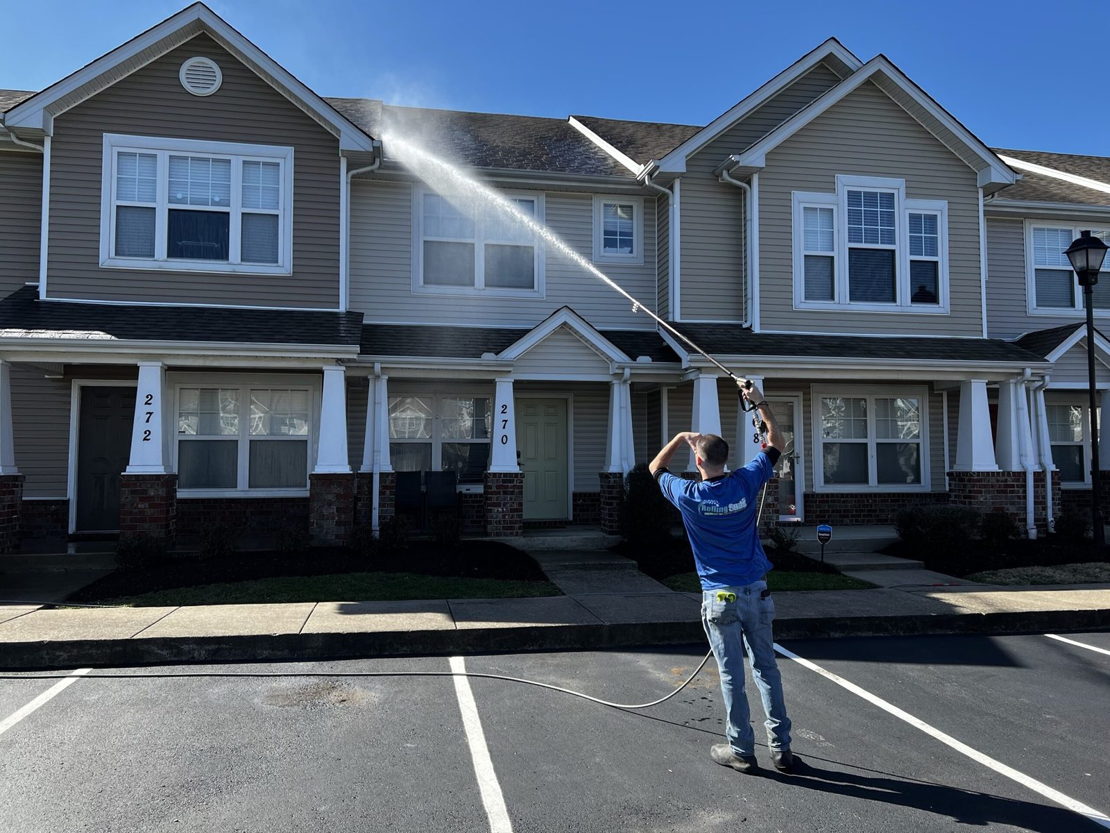 Washing a multi-family townhome community